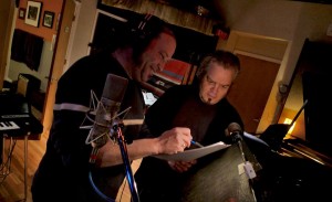 Robert Bruce and me recording voice-over for a TV commercial for Asbury Park Comicon 2013.