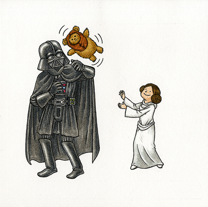 From Jeffrey Brown's "Vader's Little Princess." Brown's exhibition at Eder's Brooklyn gallery runs through Nov. 15. And if you have enough midichlorians, you can buy this there.