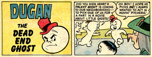 The ghost of “Dum-Dum” Dugan? Panels from Homer, The Happy Ghost #1 (November 1969), script by Stan Lee, art by Dan DeCarlo.