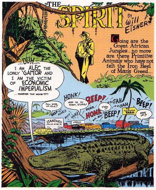 "Alligator Farm" (June 4, 1950), script by Jules Feiffer, art by Will Eisner and Andre LeBlanc