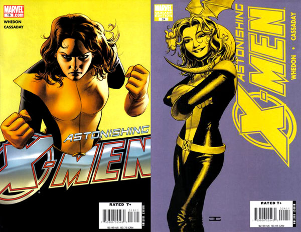 covers of Astonishing X-Men #16 and 24 (2006 and 2008), art by John Cassaday