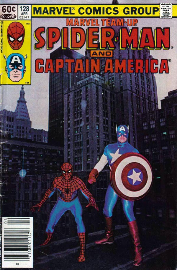 Marvel Team-Up #128 (1983), photo by Eliot R. Brown of John Morelli as Spider-Man and Joe Jusko as Captain America