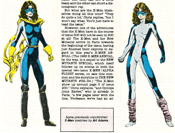 from Marvel Age #32 (1985), art by Art Adams