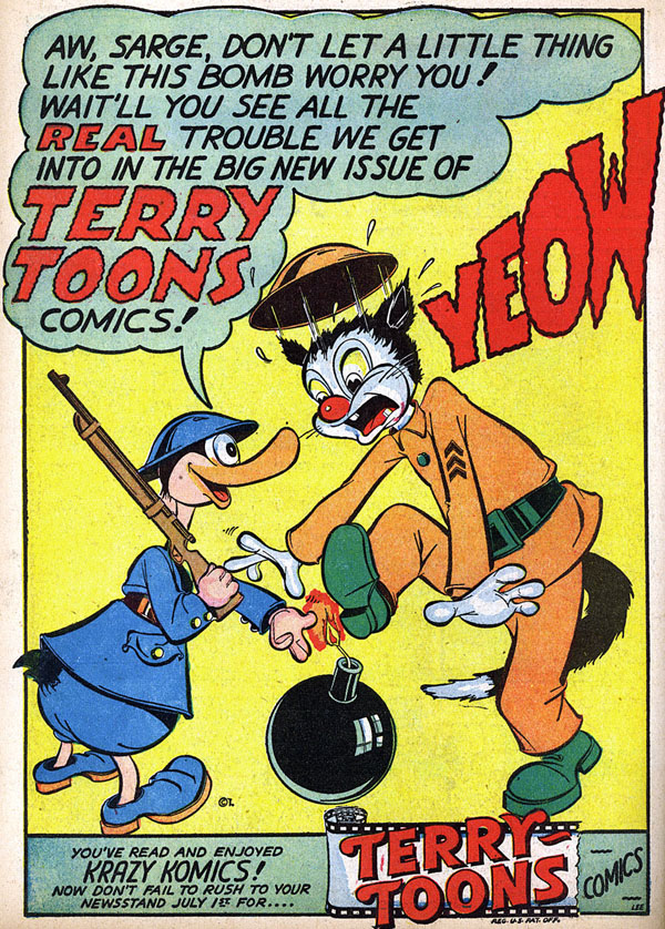 house ad for Terry-Toons Comics, from Captain America Comics #19 (1942)