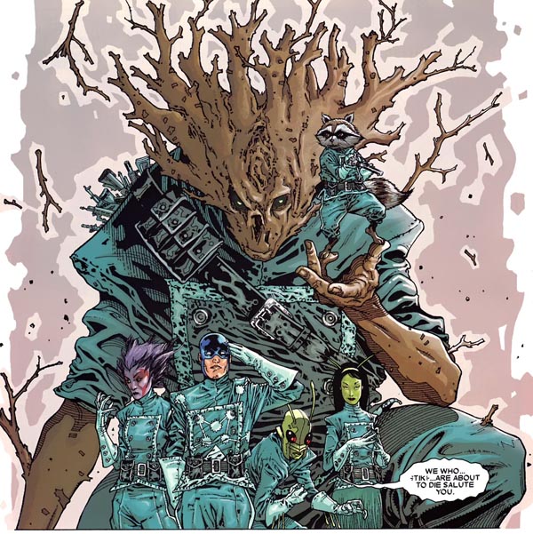 panel from Annihilation: Conquest—Starlord #1 (2007), script by Keith Giffen, art by Timothy Green II and Victor Olazaba