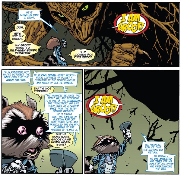 panels from "Timely, Inc." in Annihilators #1 (2011), script by Dan Abnett and Andy Lanning, art by Timothy Green