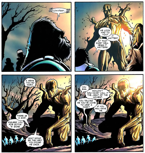 panel from Nick Fury's Howling Commandos #5 (2006), script by Keith Giffen, art by Derec Donovan