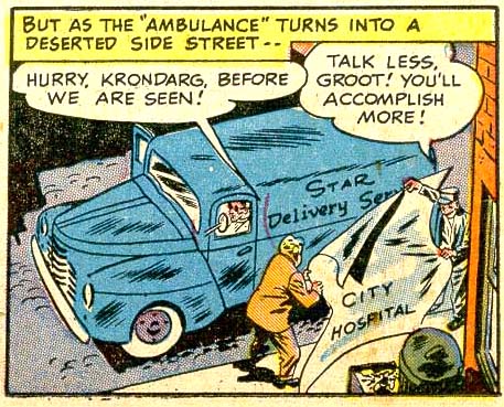 panel from "The Dead Man's Chest" in Sensation Comics #85 (1949), script by Robert Kanigher, art by Bob Oksner and Bernard Sachs