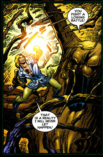 panel from The Supernaturals #4 (1998), script by Brian Pulido and Marc Andreyko, art by Ivan Reis and Joe Pimental