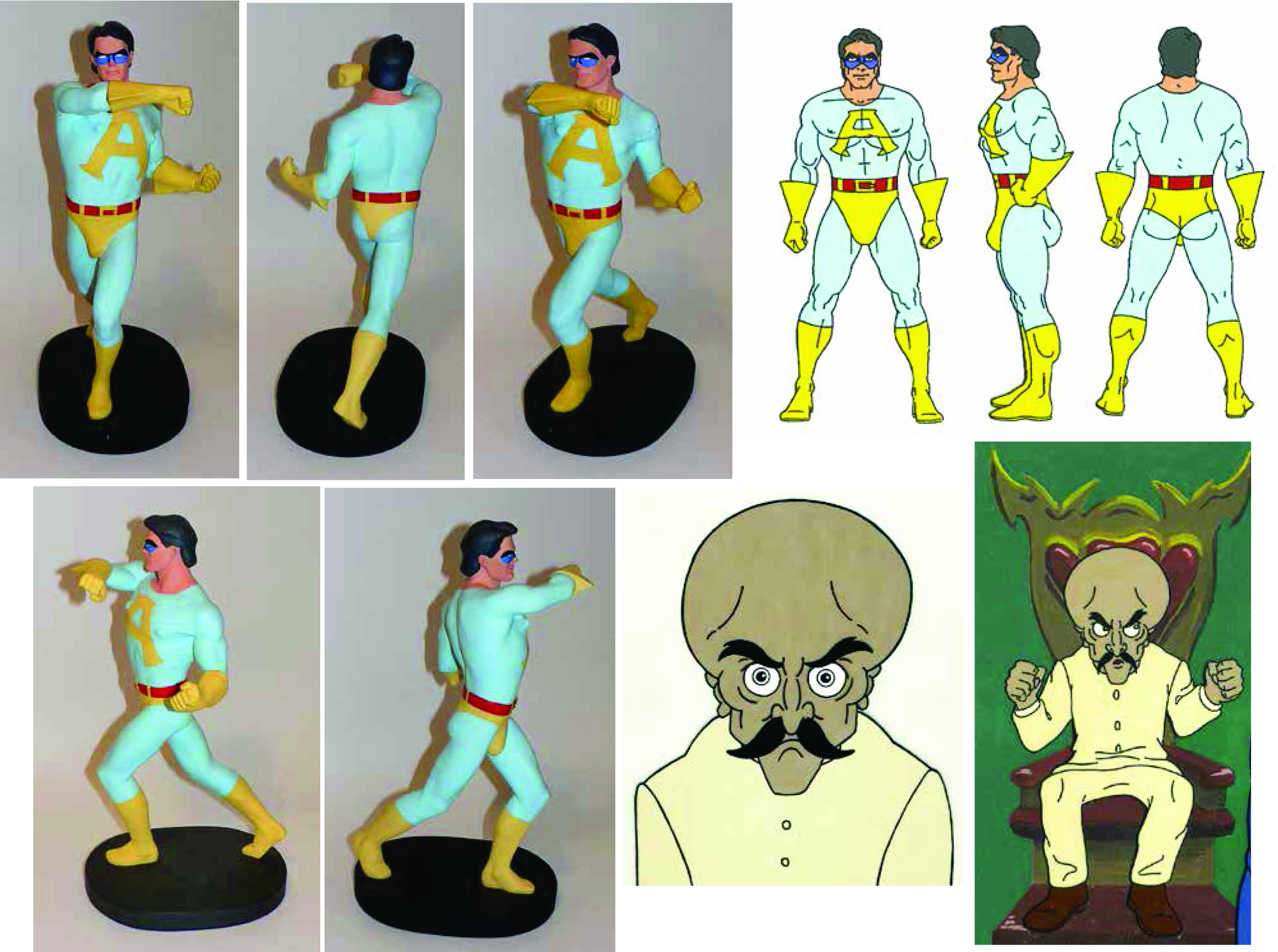 Actual 3D maquette Sedelmaier built of Ace as well as color reference for Bighead and Ace.