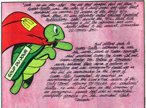 Panel from Ambush Bug #3 (1985), plot by Keith Giffin, script by Robert Fleming, art by Keith Giffen and Bob Oksner