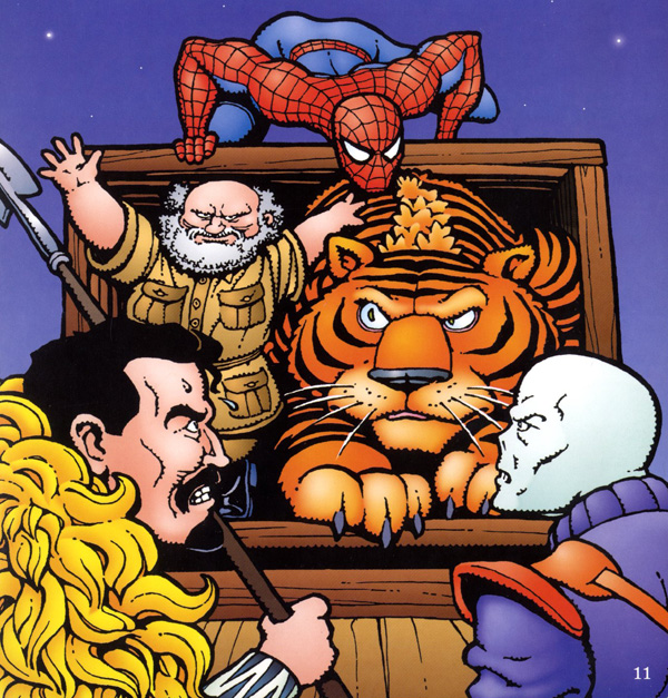 from Spider-Man: Chase for the Blue Tiger (1995), written and illustrated by Rick Geary