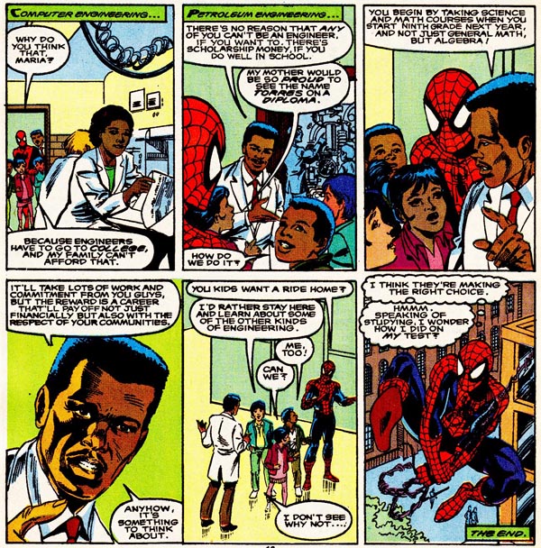 from The Amazing Spider-Man NACME Series #1 (1990), script by Dwayne McDuffie, art by Alex Saviuk and Chris Ivy