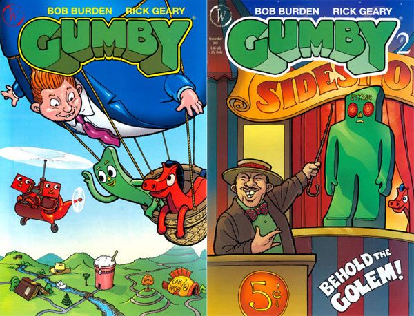 covers of Gumby #1 and 2 (2006), art by Rick Geary