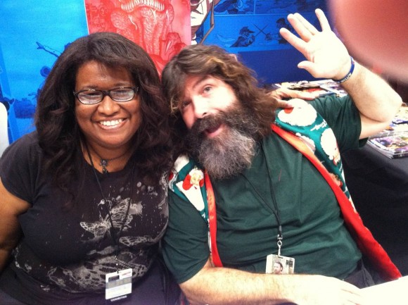 WWE SUPERSTARS artist Alitha E. Martinez and WWE SUPERSTARS co-creator Mick “The Hardcore Legend” Foley