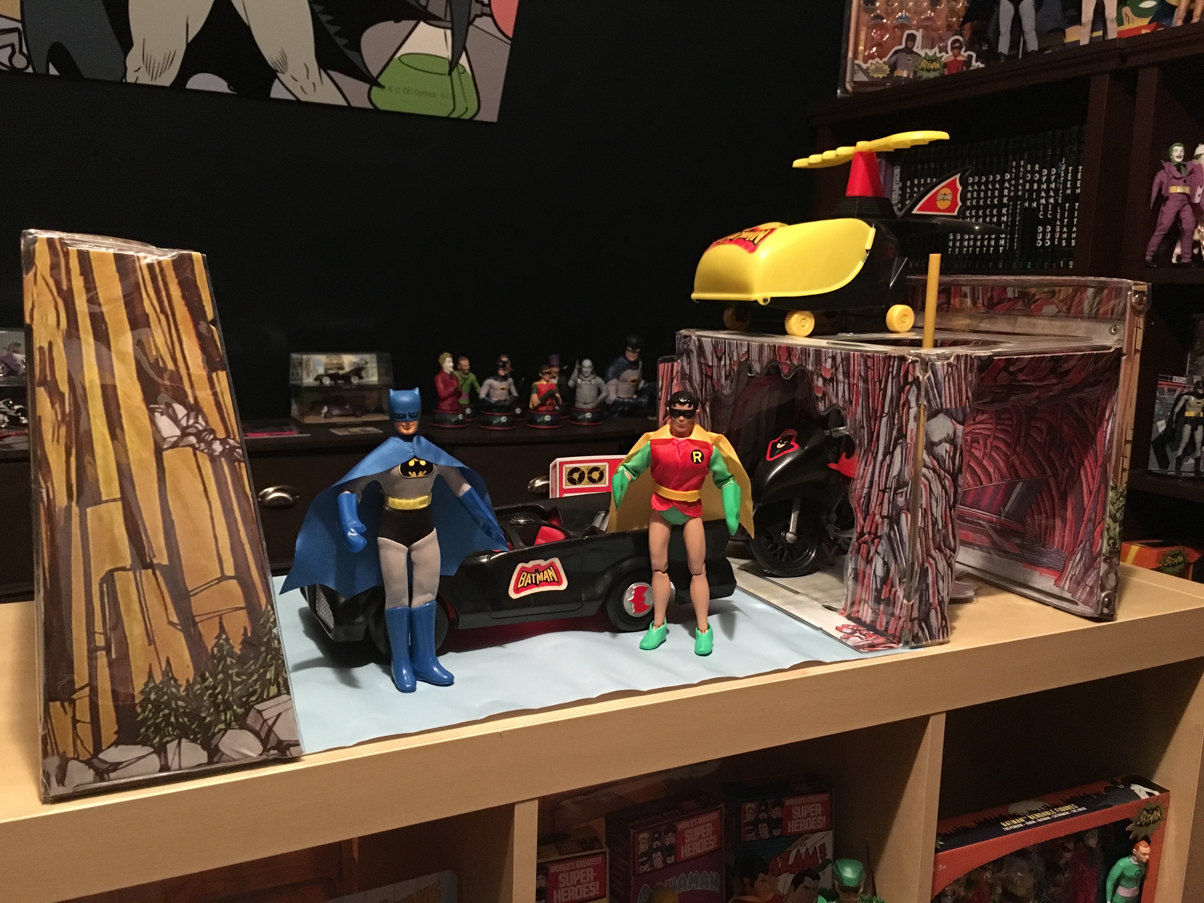 A glimpse of my own collection, the centerpiece of which is Mego and Figures Toy Company Batman and Robin