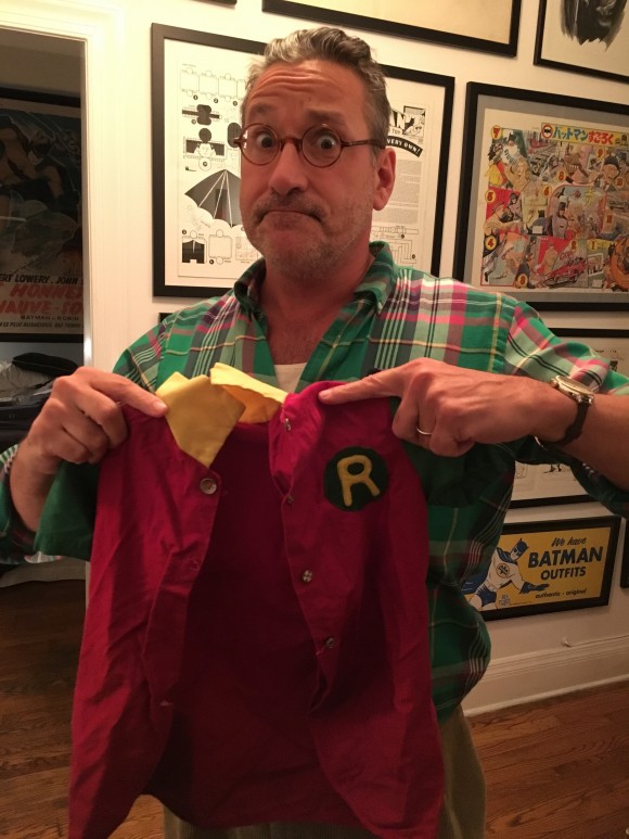 Chip Kidd and the Robin costume his mother made for him when he was a kid