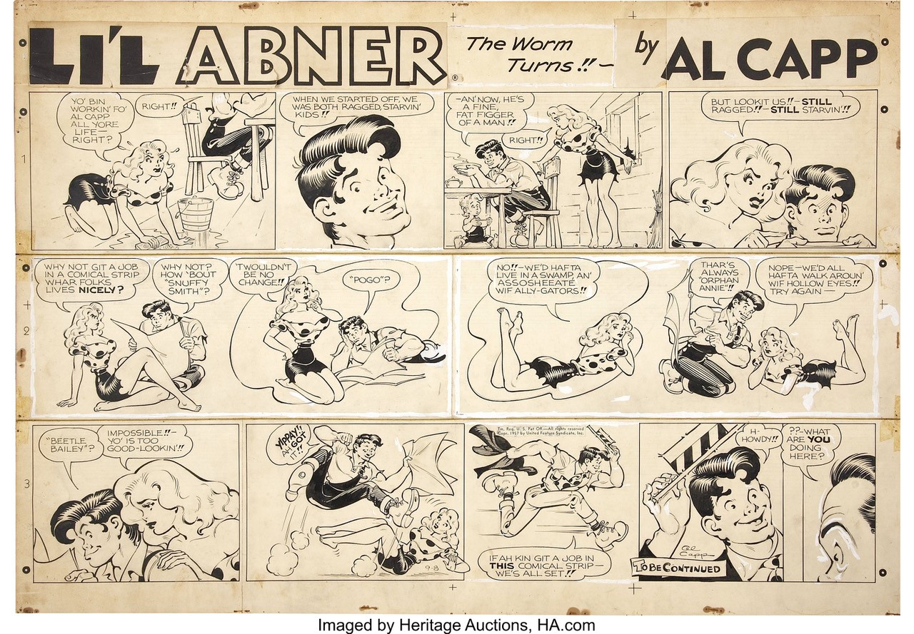 Al Capp, Li’l Abner Sunday comic strip (9/8/1957) .
