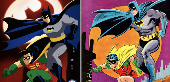BATMAN AND ROBIN ON THE ROOFTOP: Now in ANIMATED SERIES Style